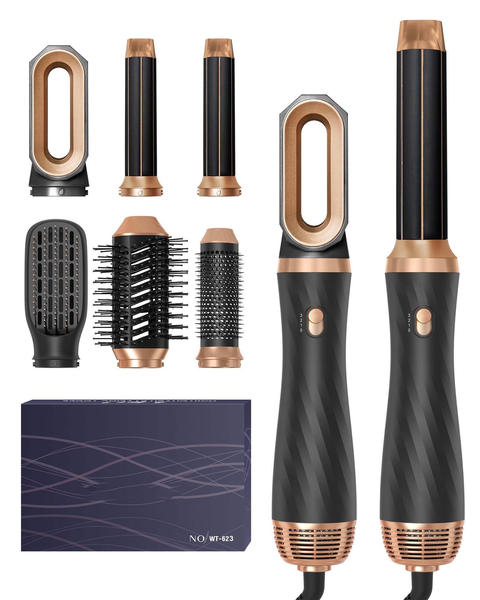 🎁 Weihnachtsgeschenk! Airstyler 6 IN 1 Warmluftbürste Set Schwarz