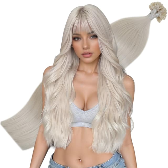 Hetto Extensions Echthaar Bonding Blond 45 cm Ash Blond Keratin U Tip 🌟