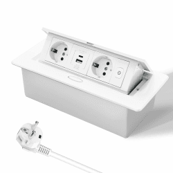 🔌 JACEPFY Versenkbare Steckdose PD20W USB-C Schnelllade Tischsteckdose Einbausteckdose mit Schalter - Weiß 20W Type-C