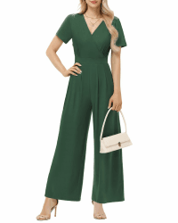 🌿👗 Tanmolo Damen Jumpsuit Elegant Sommer Kurzarm V-Ausschnitt Overall 🌿👗