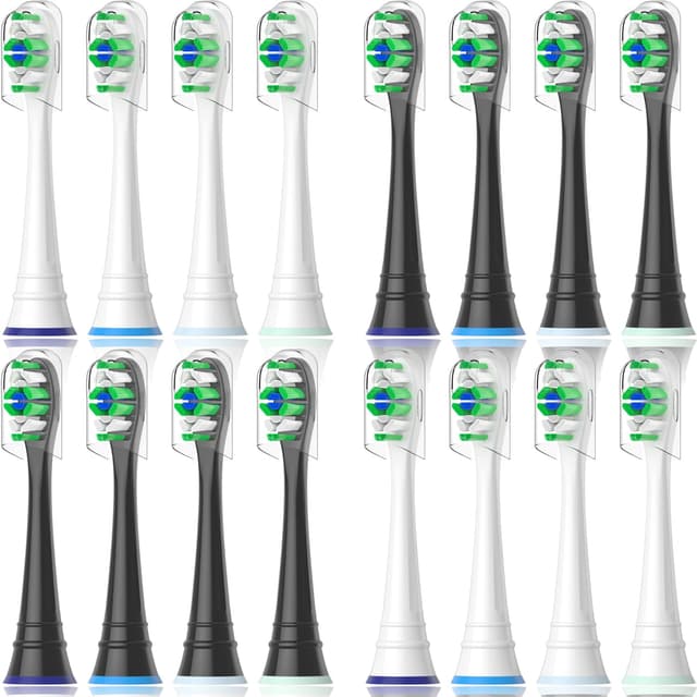 Qitizu Ersatzbürsten Kompatibel mit Philips Sonicare Elektrische Zahnbürste, Zahnbürstenkopf für Diamond Protective Expert Daily Clean, 8 Weiß 8 Schwarz