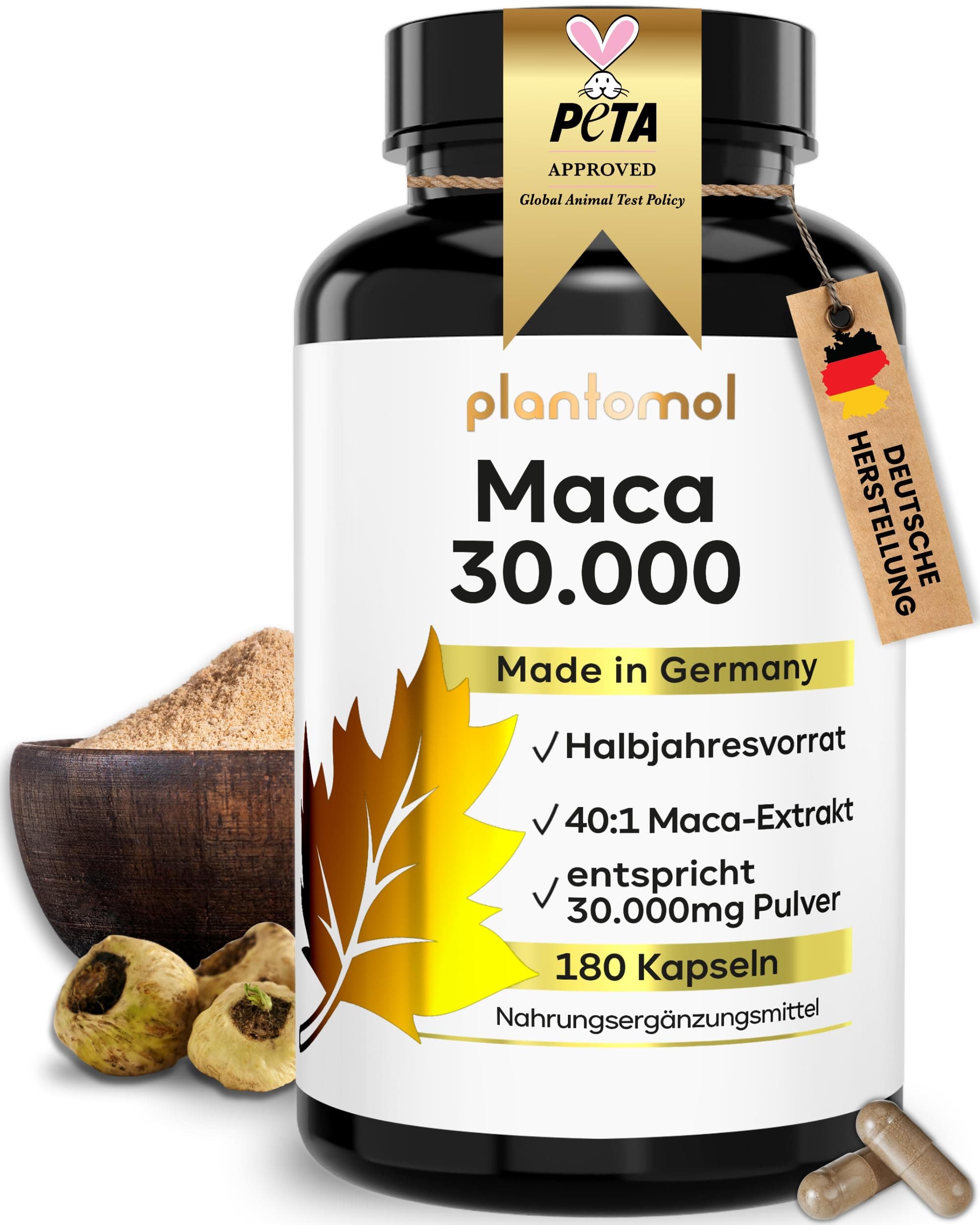 HALBJAHRESVORRAT: 30.000mg Maca Kapseln hochdosiert