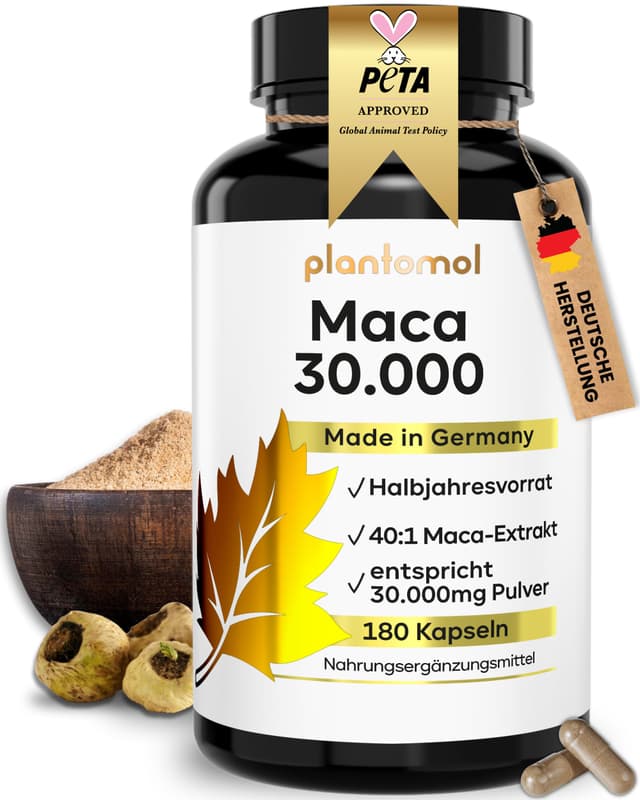 HALBJAHRESVORRAT: 30.000mg Maca Kapseln hochdosiert