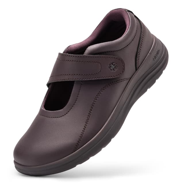 FitVille Extra Weit Senioren Schuhe mit Klettverschluss Damen Leder Mary Jane Halbschuhe 37 EU X-Weit Rotbraun 🌟👵