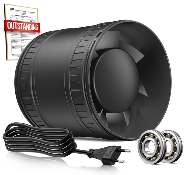 🎁 BUMSOU Rohrventilator 100mm, Leise Rohrlüfter mit Doppelkugellagermotor Überhitzungsschutz, 32dB 130m³/h Rauchabzug Ventilator