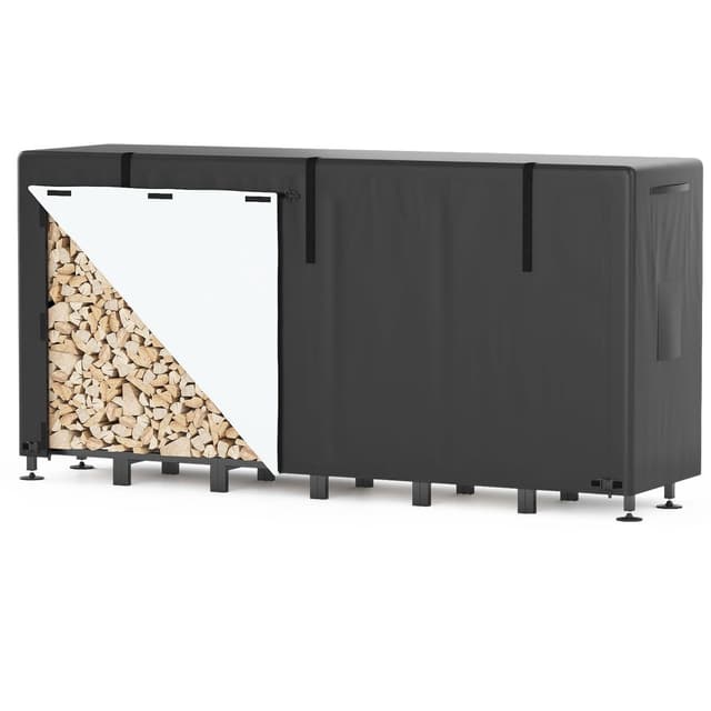 🔥 Himimi Kaminholzregal Außen 235x25x116cm mit 450D Abdeckung – Brennholzregal Metall für Holzlager & Holzunterstand Draußen