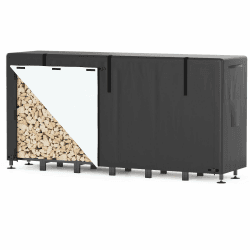 🔥 Himimi Kaminholzregal Außen 235x25x116cm mit 450D Abdeckung – Brennholzregal Metall für Holzlager & Holzunterstand Draußen
