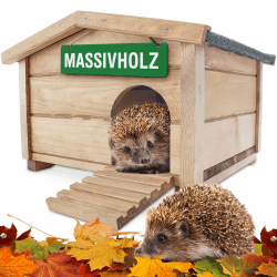 🦔🏡 Hecht Zooprinz Winterfestes Igelhaus mit Boden und Wetterfestem Dach - Igelfutterhaus - Igelhaus