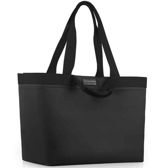 CHICECO Extra Große Shopper Handtasche für Damen Gross Arbeitstasche Reisetasche Wasserdicht (XL, Schwarz(mit 2 Steckfächern)) XL Schwarz(mit 2 Steckfächern)