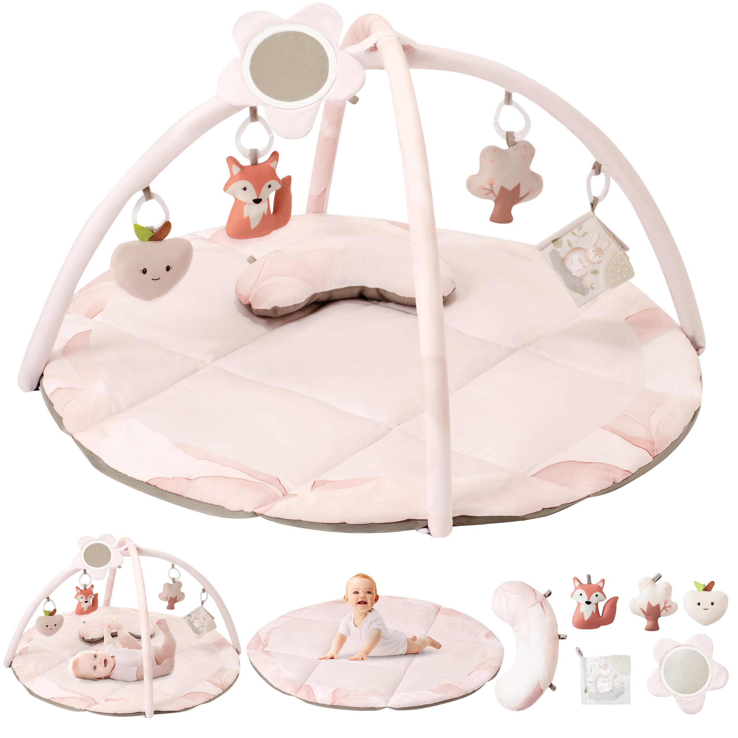 Fortella Spielbogen Baby & Spielmatte 🎈 Sensorik Spielzeug & Kissen 🌿 Rosa