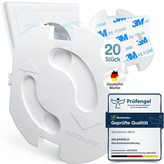 Adlersfeld® Steckdosen Kindersicherung (20 Stück) - ⭐ Kindersicherung Steckdose mit Drehmechanik ⭐