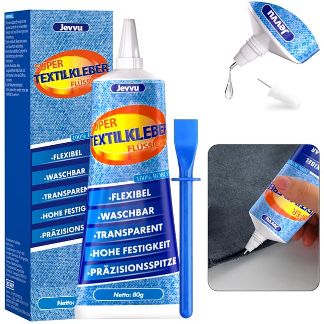 Jevvu Textilkleber, 80ml Stoffkleber 🧵🪡
