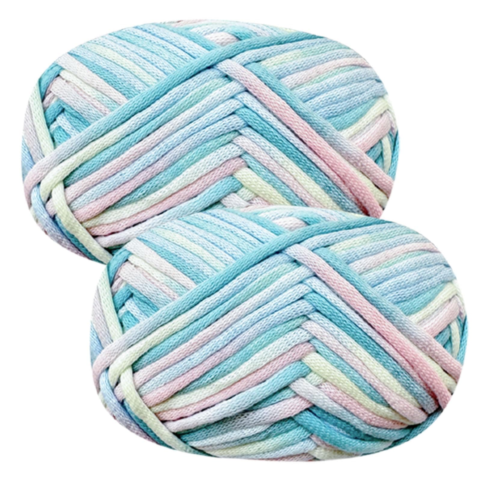 🧶 Häkelgarn Baumwolle Häkelwolle Chenille Wolle zum Häkeln 2 X 50g Häkelwolle, Blau Garn Dickes Baumwoll-Nylon-Mischgarn 2-mixblue