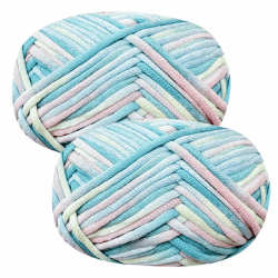 🧶 Häkelgarn Baumwolle Häkelwolle Chenille Wolle zum Häkeln 2 X 50g Häkelwolle, Blau Garn Dickes Baumwoll-Nylon-Mischgarn 2-mixblue