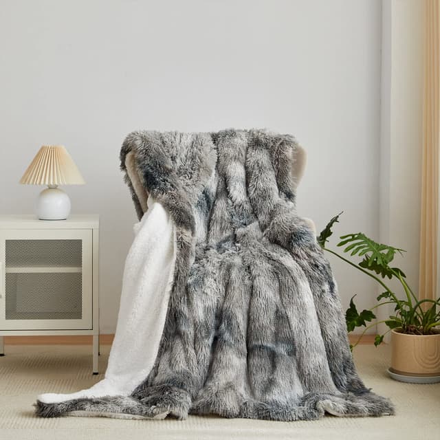 🛋️🎁 Wajade Kunstfelldecke Sherpa Schafdecke Comfort fleecedecke wolldecke 130 x 160 cm Hellgrau