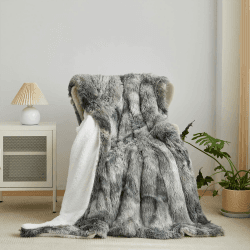 🛋️🎁 Wajade Kunstfelldecke Sherpa Schafdecke Comfort fleecedecke wolldecke 130 x 160 cm Hellgrau