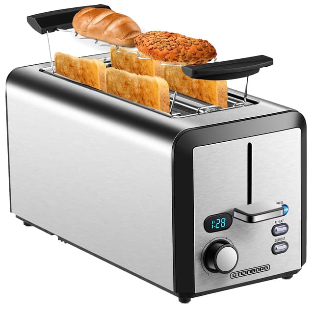 Langschlitztoaster | 4 Scheiben Toastautomat 🍞🔥 | XXL | 1500 Watt | Edelstahl