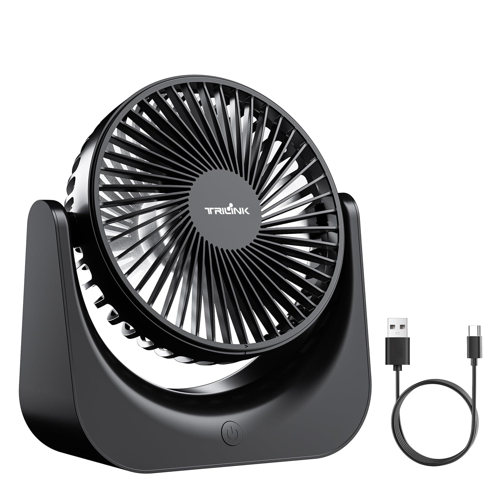 TRILINK USB Ventilator - Kleiner Tischventilator mit 5 Stufen, neigbar, leise & USB-betrieben 😎