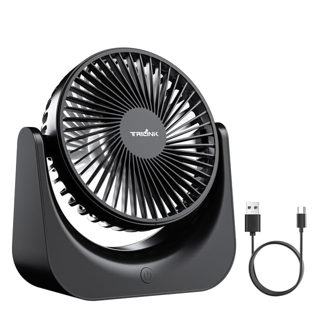 TRILINK USB Ventilator - Kleiner Tischventilator mit 5 Stufen, neigbar, leise & USB-betrieben 😎