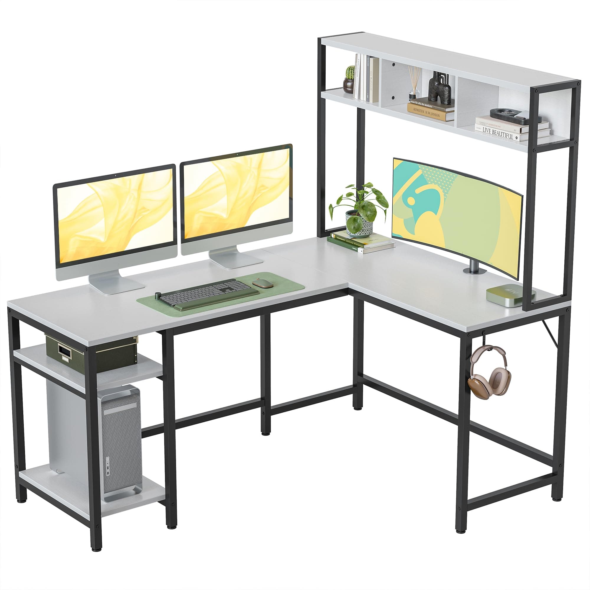 CubiCubi Schreibtisch L Form mit Regal, 150 x 120 cm Eck-Computertisch 🖥️