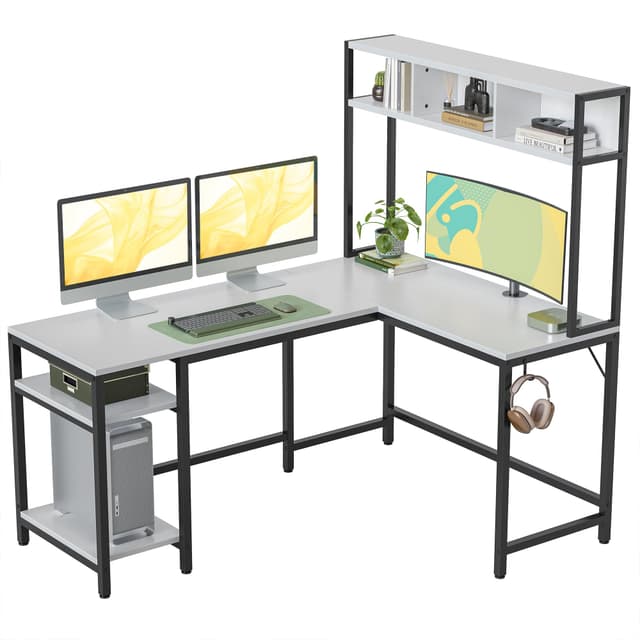 CubiCubi Schreibtisch L Form mit Regal, 150 x 120 cm Eck-Computertisch 🖥️