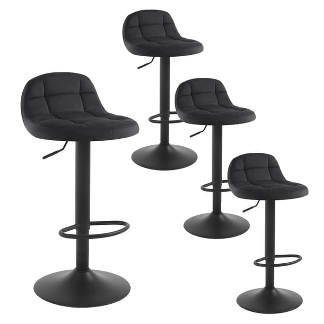 🎉 WOLTU Barhocker 4er Set Barstuhl mit Rückenlehne Fußstütze höhenverstellbar (60-82cm) 360° Drehstuhl bis 150kg belastbar Samt Metall Schwarz BH317sz-4 - Sonderangebot!