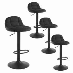 🎉 WOLTU Barhocker 4er Set Barstuhl mit Rückenlehne Fußstütze höhenverstellbar (60-82cm) 360° Drehstuhl bis 150kg belastbar Samt Metall Schwarz BH317sz-4 - Sonderangebot!