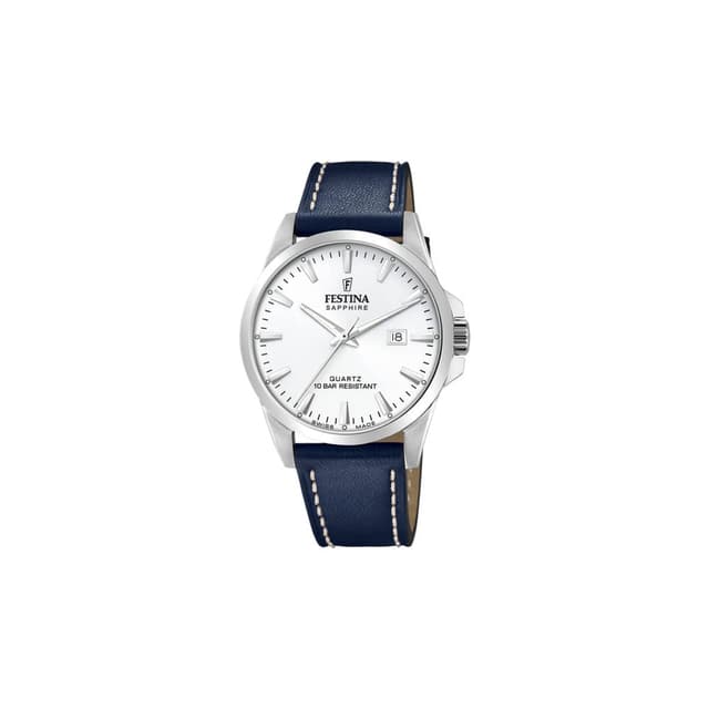 🕰️ Festina Herrenuhr F20025/2 | Swiss Made | Silber Edelstahl | Blau Leder
