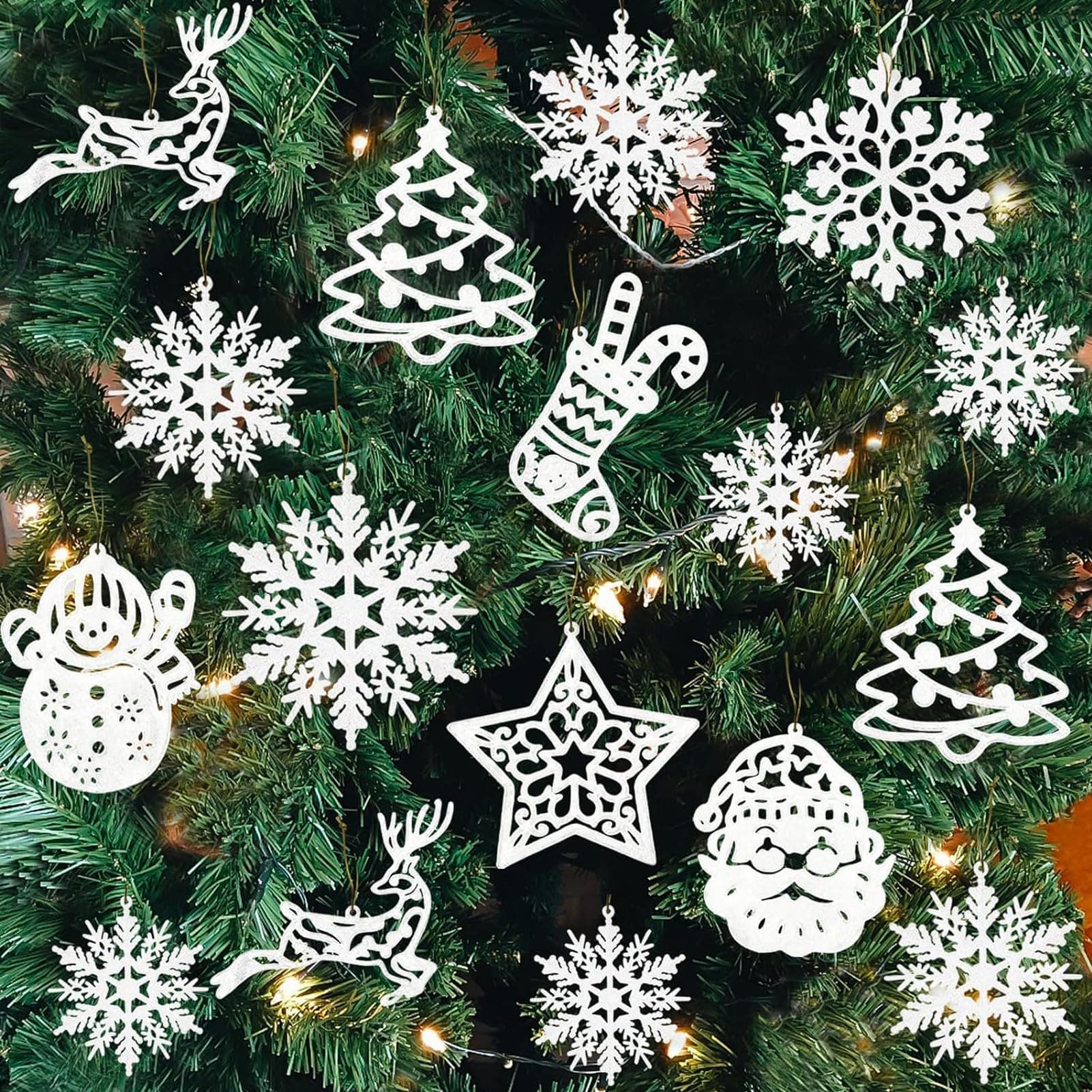 🎄 20 Stück Schneeflocken Weihnachten Deko - Weiß Silber 20 🌟