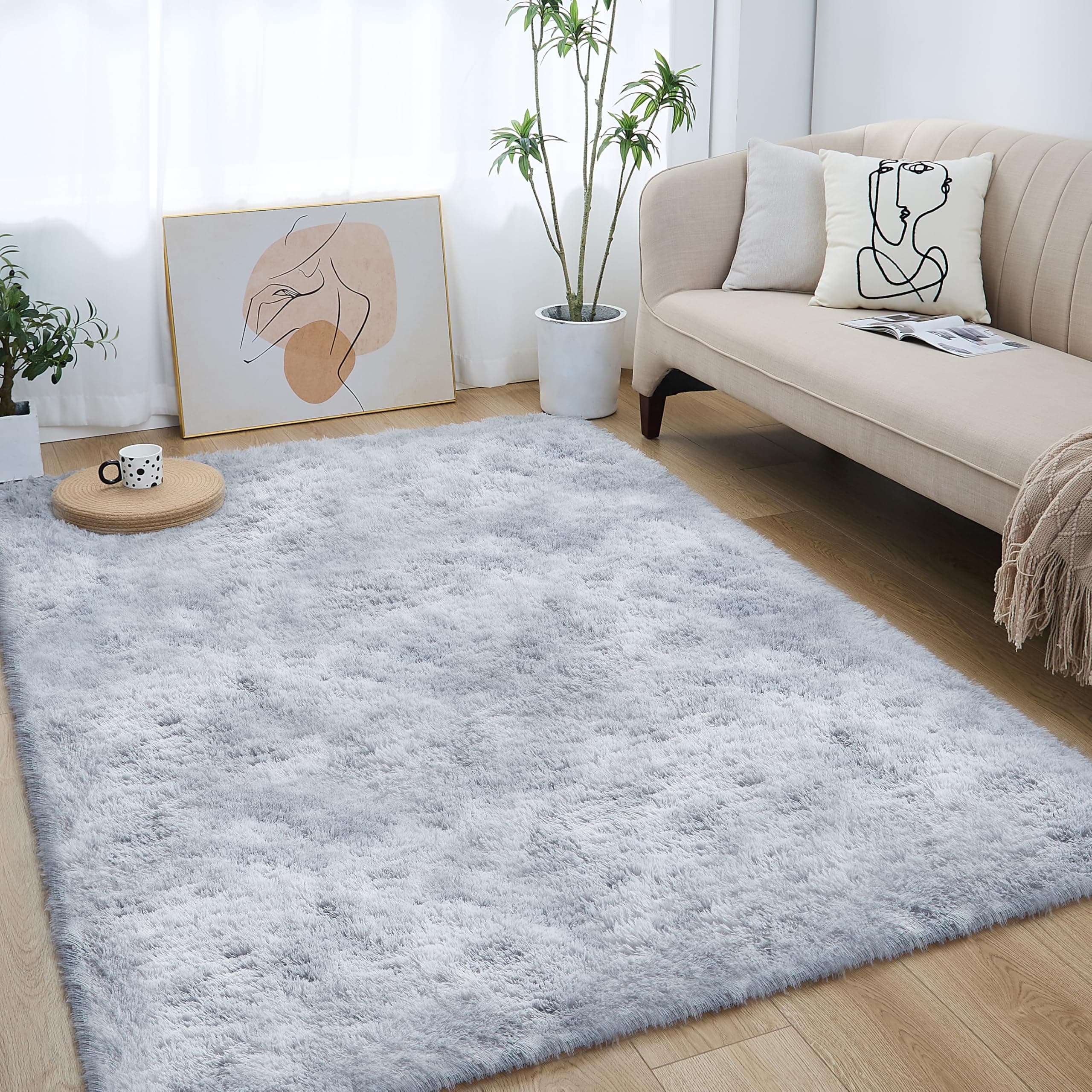 🌟 Großer Deal! Lommegy Hochflor Teppich 120x160cm Grau 🌟