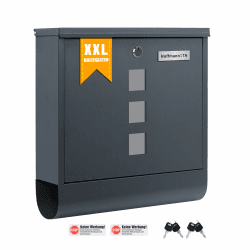 📬 Zedelmaier XXL Personalisierter Briefkasten mit Edelstahl Namensschild 35 x 35 cm