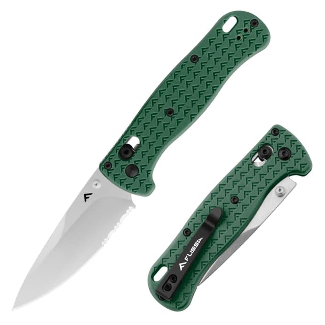 FLISSA Taschenmesser Klappmesser 🌿 AUS-8 Edelstahl 🌼 Scharfes Outdoor Messer mit Taschenclip 🪓 Einhandmesser klappbares Taschenmesser EDC Messer für Outdoor Jagd Camping, Grün