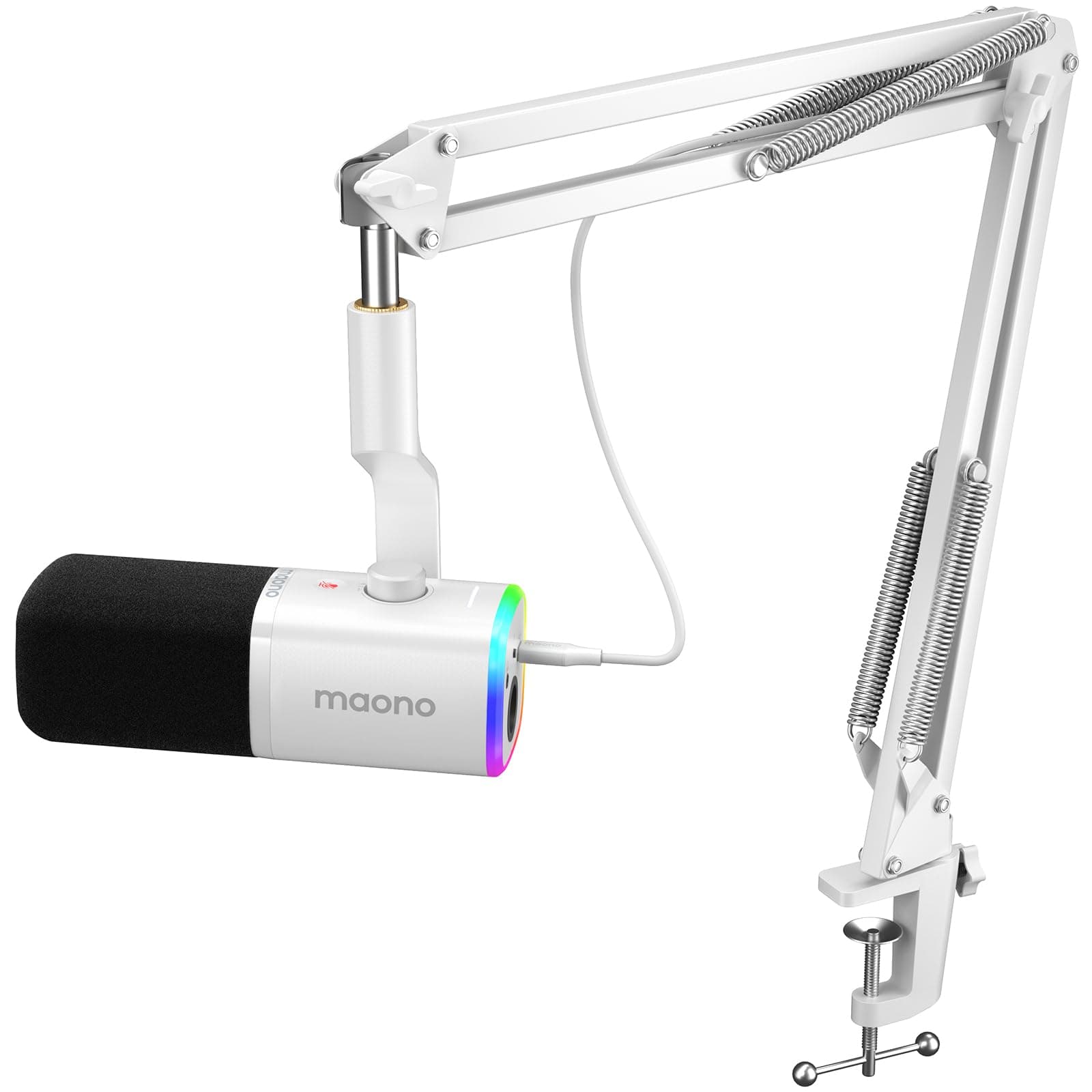 MAONO XLR/USB Gaming Mikrofon mit Arm: Dynamisches Mikrofon mit Software, Stummschalttaste, Gain-Regler