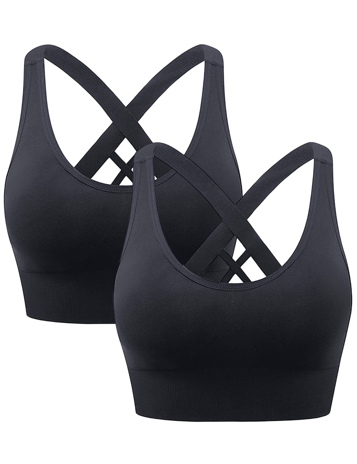 Heersan Sport BH Damen, Push up Sport Bra Ohne Bügel Crossback Seamless Starker Halt