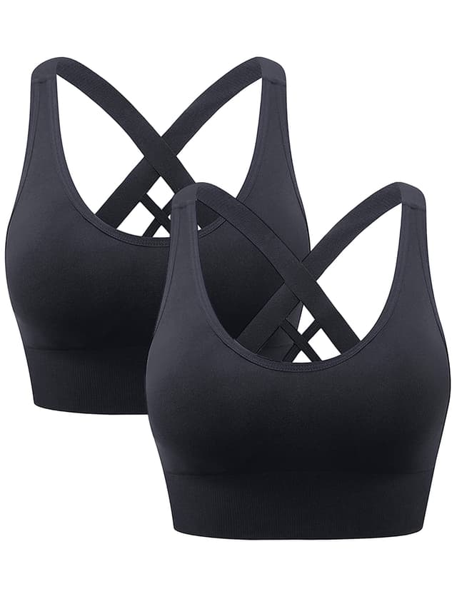 Heersan Sport BH Damen, Push up Sport Bra Ohne Bügel Crossback Seamless Starker Halt