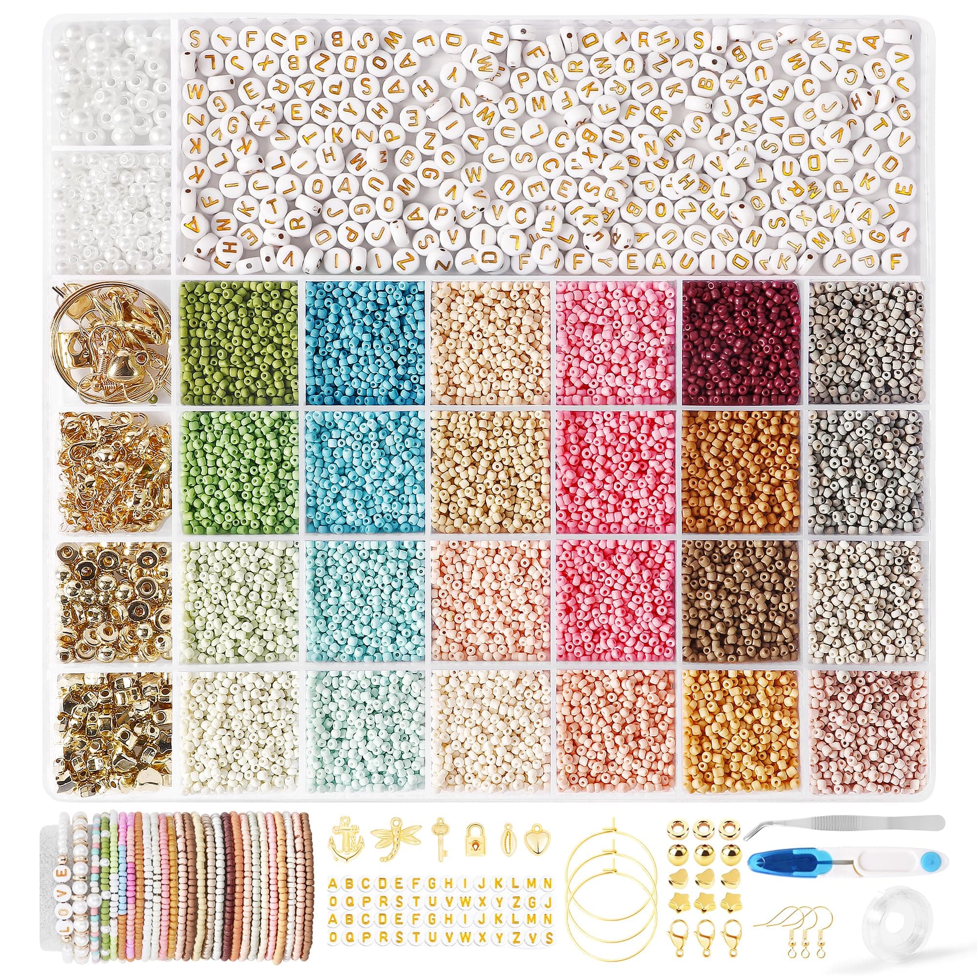 FEHCBIO DIY Perlen für Armbänder Schmuckherstellung Kit - Geschenkidee für Kinder & Erwachsene