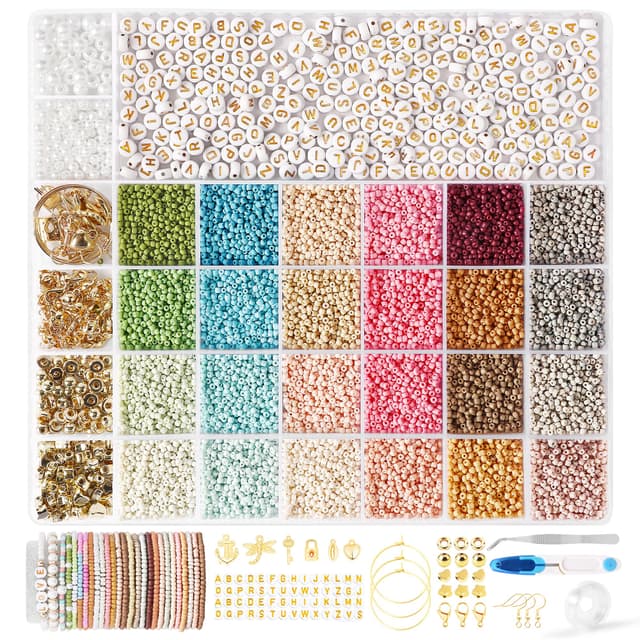 FEHCBIO DIY Perlen für Armbänder Schmuckherstellung Kit - Geschenkidee für Kinder & Erwachsene