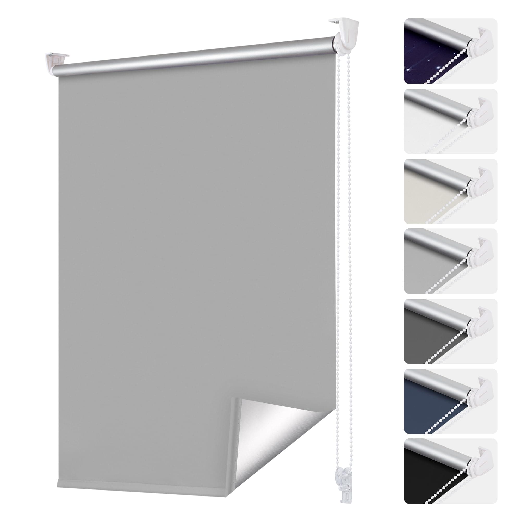 Angebot: Smartdemo Verdunklungsrollo ohne Bohren & mit Bohren, Klemmrollo Fensterrollo Grau 90x120cm