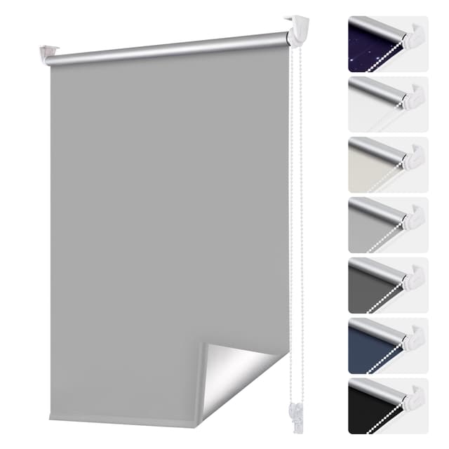 Angebot: Smartdemo Verdunklungsrollo ohne Bohren & mit Bohren, Klemmrollo Fensterrollo Grau 90x120cm