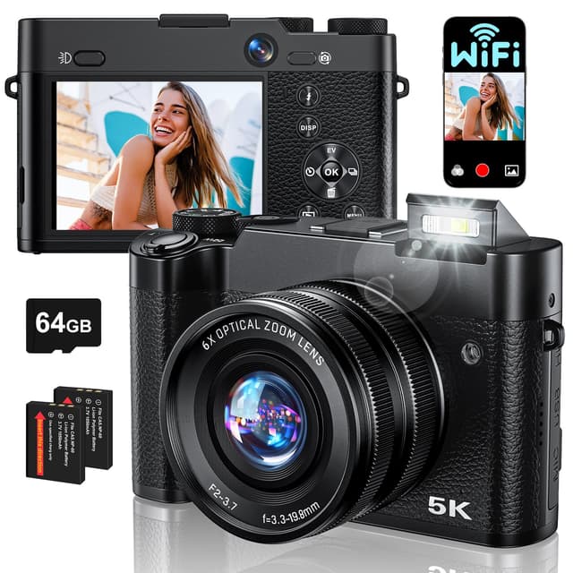 Digitalkamera 5K 64MP mit 6X optischem Zoom und WLAN 📸📷