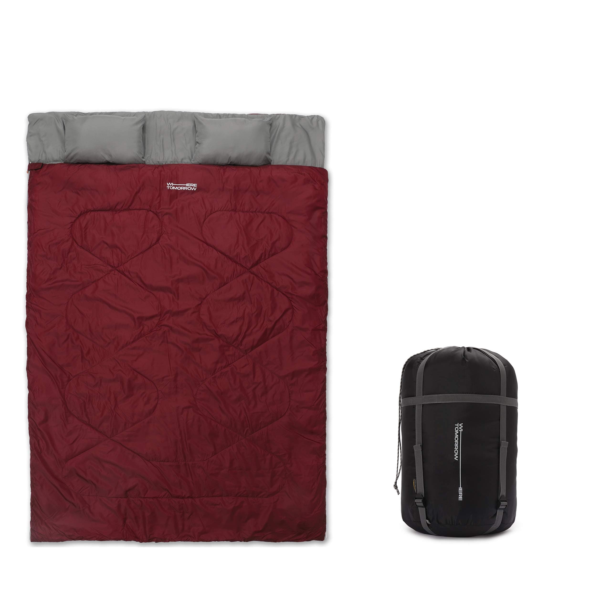 WHERE TOMORROW Doppelschlafsack 190 x 150 cm - 2-Personen Schlafsack 🏕🚵