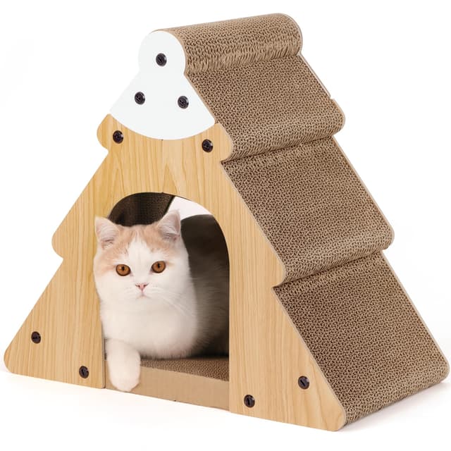 🎄 FUKUMARU Kratzbrett für Katzen - Weihnachtsbaum-Design 🐱🎁