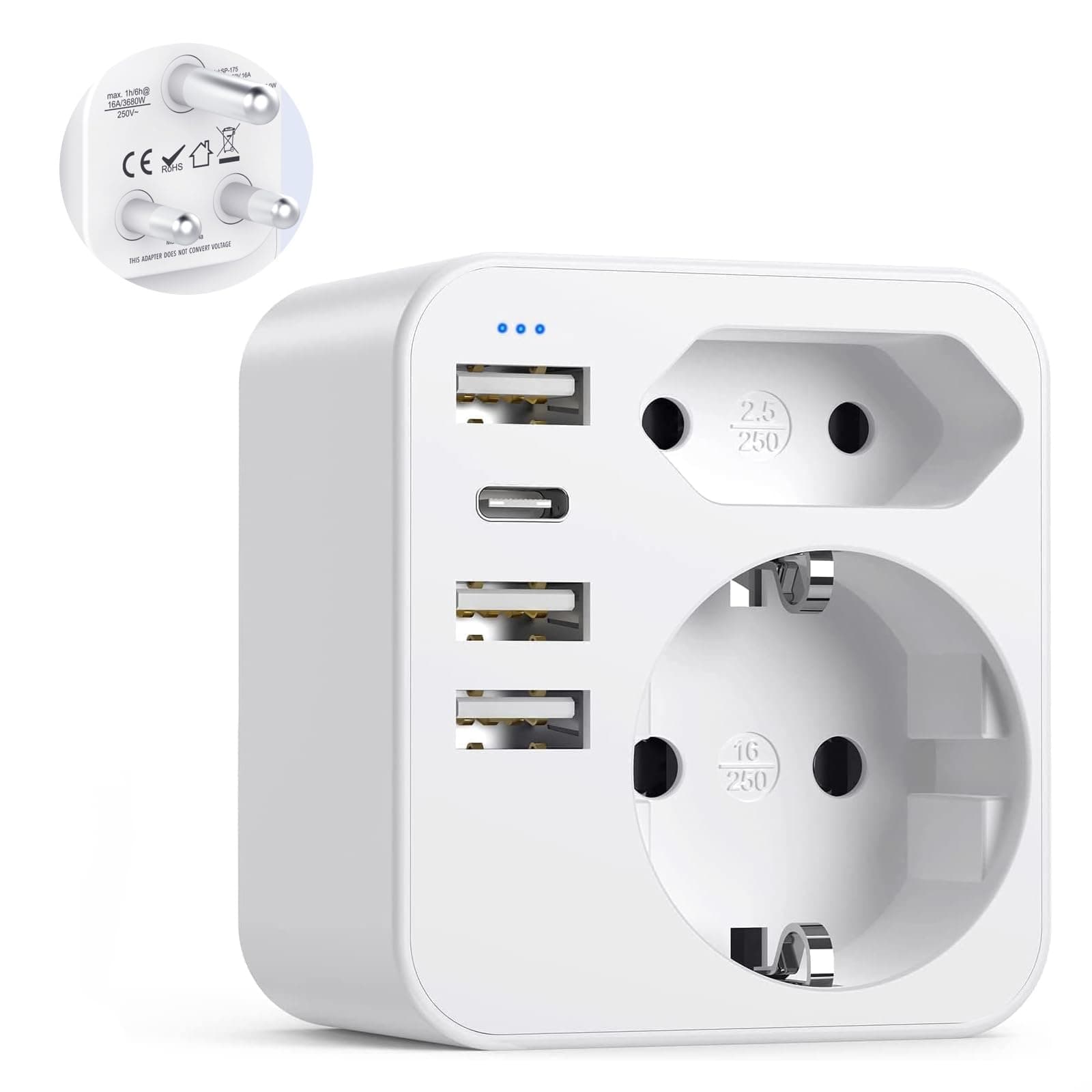 🔌 6 in 1 Adapter Südafrika | Reiseadapter Namibia | Steckdosenadapter Type M