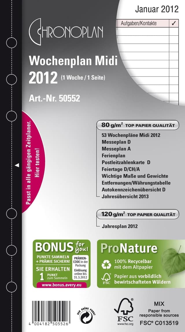 Chronoplan 50552 Kalendereinlage 2022 📅🌟