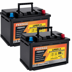 2er Pack 12V 100Ah LiFePO4 Lithium Batterie - Mini-Größe, 188mm Höhe