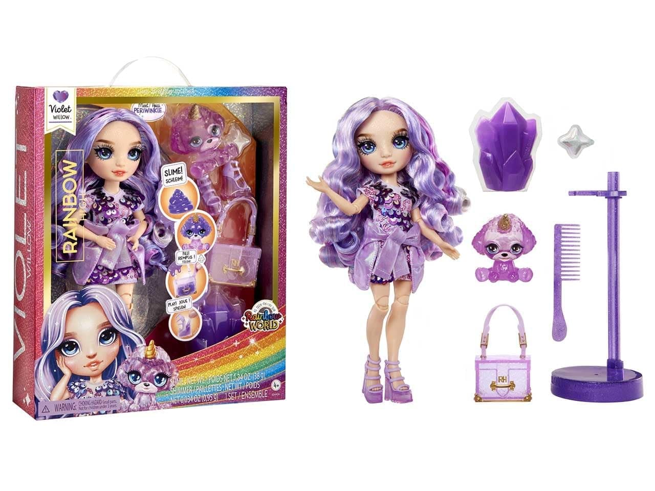 🌈 Rainbow High Modepuppe mit Schleim & Haustier - Violet (Lila) - 28 cm 🦄
