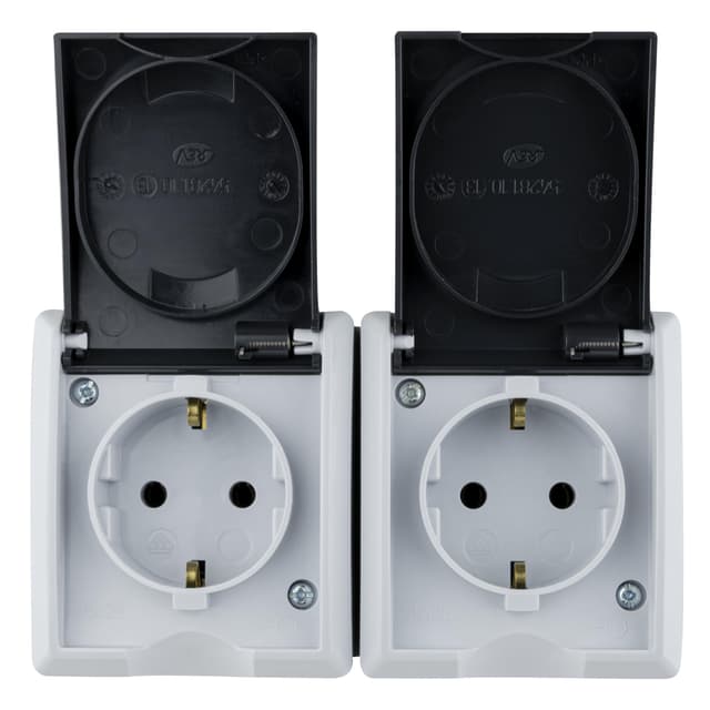 🌊🔌 REV AquaForm Doppelsteckdose-Feuchtraumsteckdose IP44 Aufputz grau