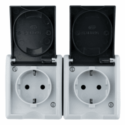 🌊🔌 REV AquaForm Doppelsteckdose-Feuchtraumsteckdose IP44 Aufputz grau