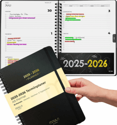 🗓️ Kalender 2025 2026 A5 - Terminkalender, Lehrerplaner, Schülerplaner, Uni Planer 2025 2026 - Schwarz