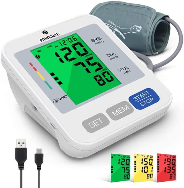 PANACARE 2.0 Vollautomatisch Oberarm Blutdruckmessgerät mit 3-Farbigem Display 🩺🌈